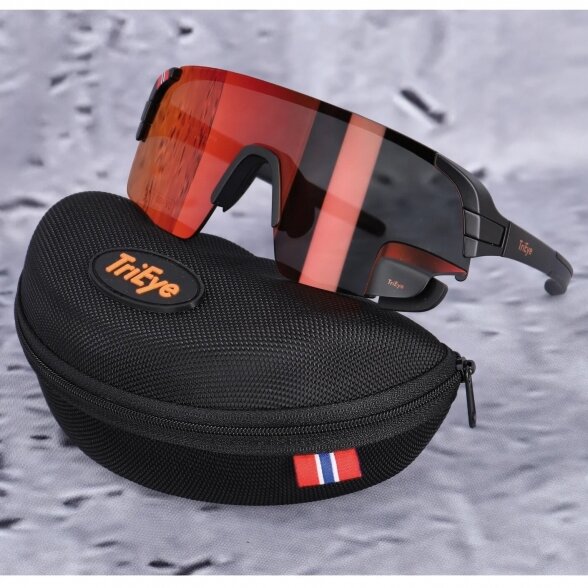 Akiniai su veidrodėliu TriEye View Sport Revo, frame black, lens red, size M/L, cat. 3 4