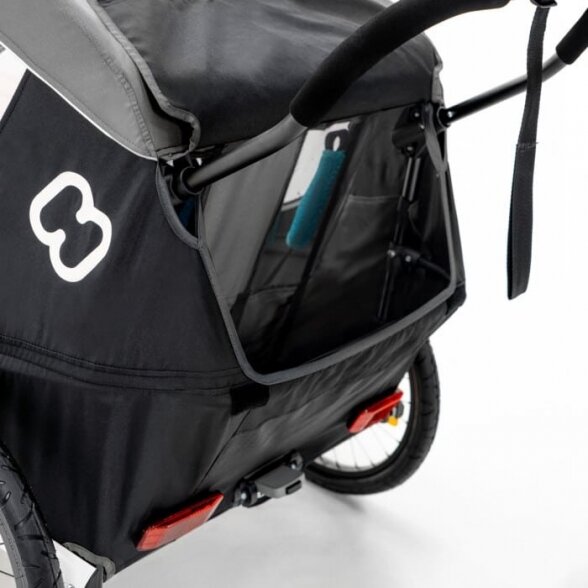 Daugiafunkcinis vežimėlis dviračio priekaba vaikui 2 vietė HAMAX TRAVELLER Black/grey 3