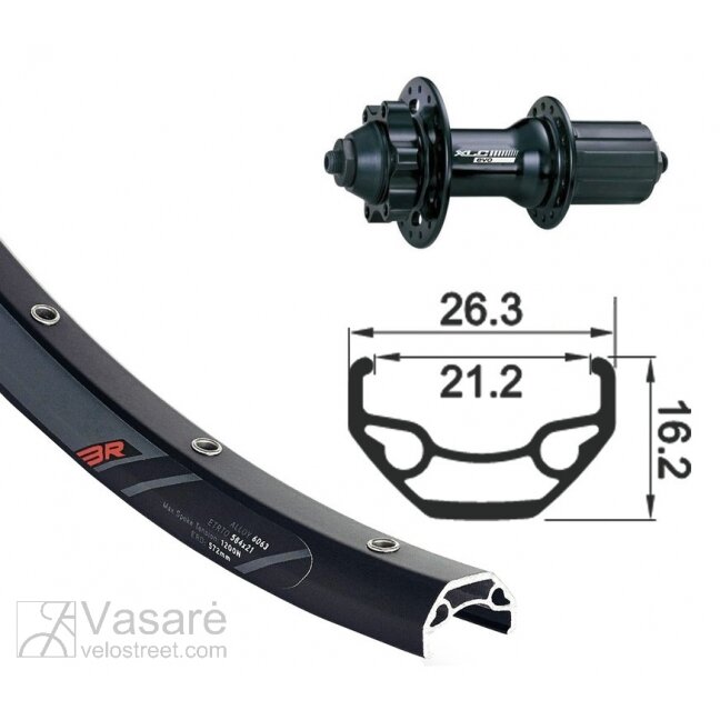 Galinis ratas 27.5" XLC 6-bolt,bl.,QR,32h.