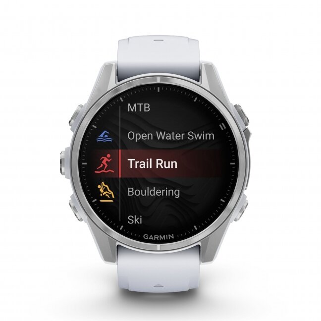 Garmin fenix 8 – 43 mm, AMOLED Sidabrinis su baltojo akmens spalvos silikoniniu dirželiu 7