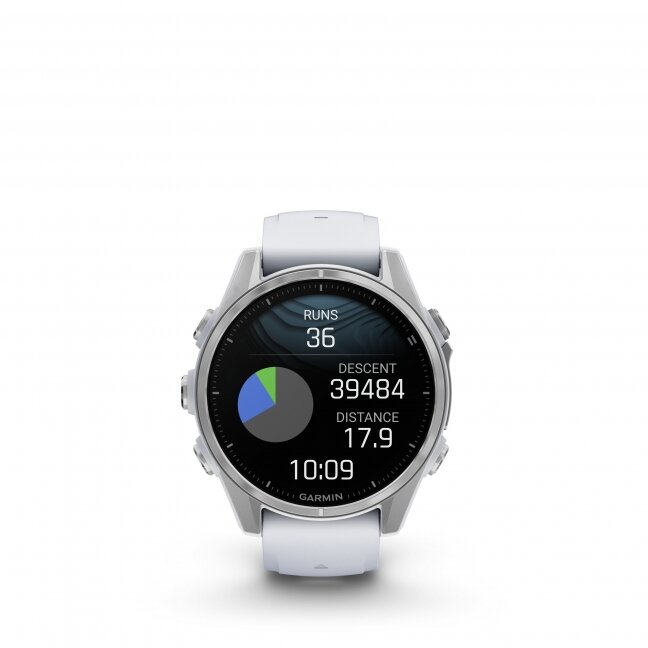 Garmin fenix 8 – 43 mm, AMOLED Sidabrinis su baltojo akmens spalvos silikoniniu dirželiu 16