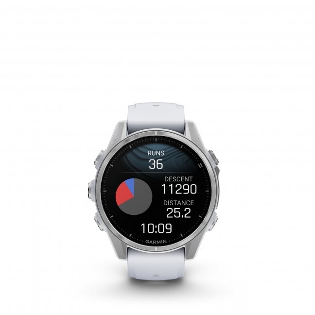 Garmin fenix 8 – 43 mm, AMOLED Sidabrinis su baltojo akmens spalvos silikoniniu dirželiu 17