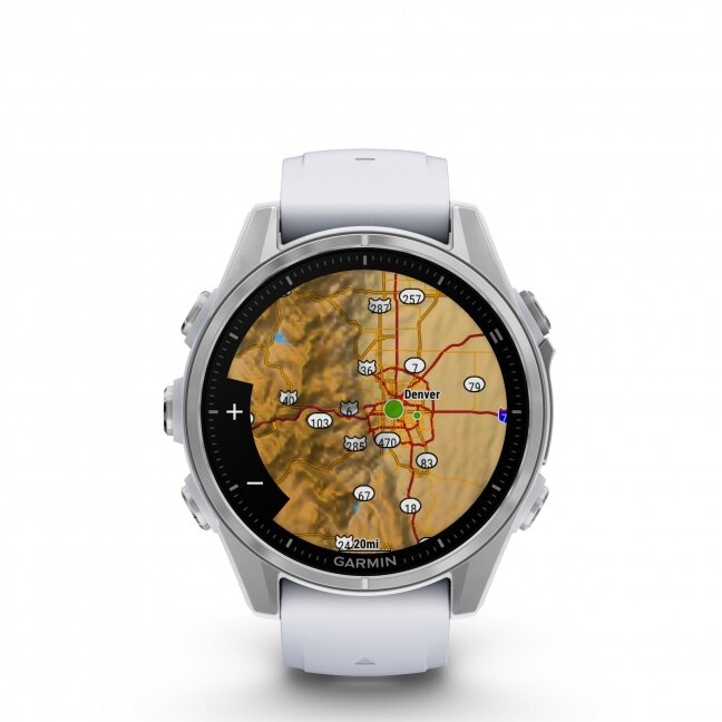 Watch fēnix® 8 – 43 mm, AMOLED Silver with Whitestone silicone band 9