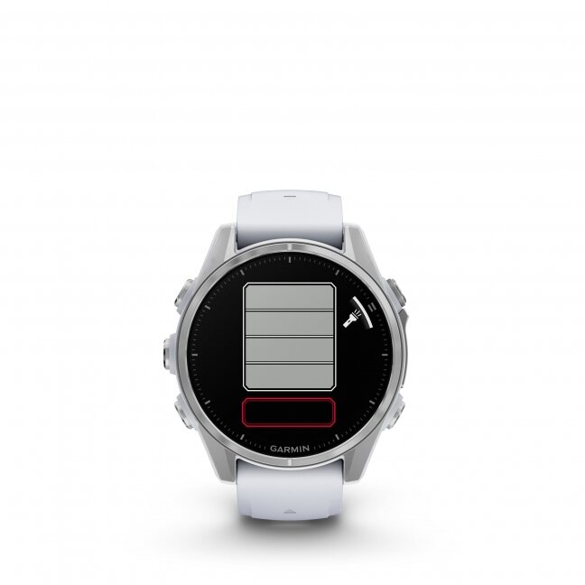 Watch fēnix® 8 – 43 mm, AMOLED Silver with Whitestone silicone band 12