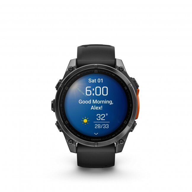 Garmin fenix 8 – 47 mm, AMOLED Skalūno pilka su Juodo silikono dirželis 13