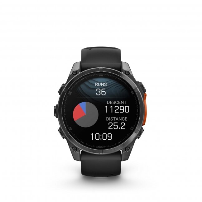 Garmin fenix 8 – 47 mm, AMOLED Skalūno pilka su Juodo silikono dirželis 15