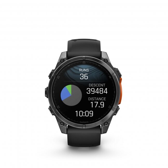 Garmin fenix 8 – 47 mm, AMOLED Skalūno pilka su Juodo silikono dirželis 16