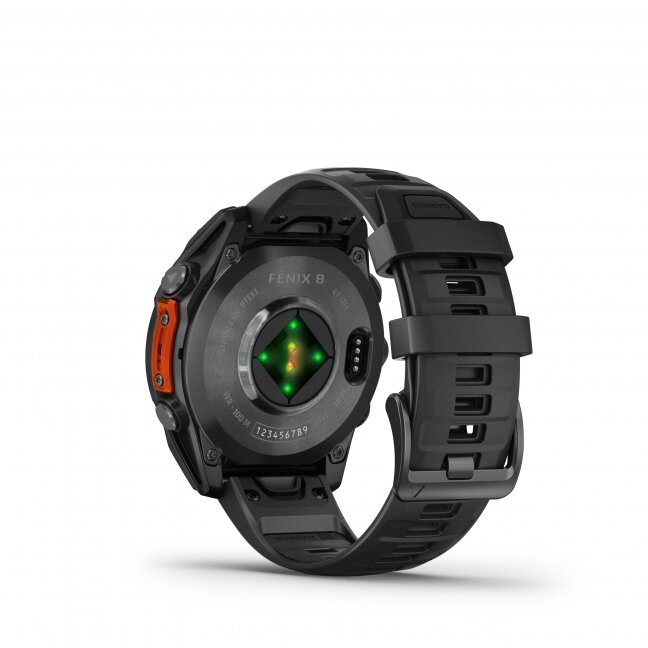 Garmin fenix 8 – 47 mm, AMOLED Skalūno pilka su Juodo silikono dirželis 3