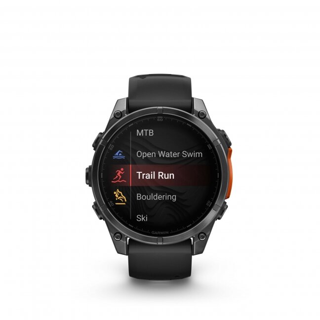 Garmin fenix 8 – 47 mm, AMOLED Skalūno pilka su Juodo silikono dirželis 5