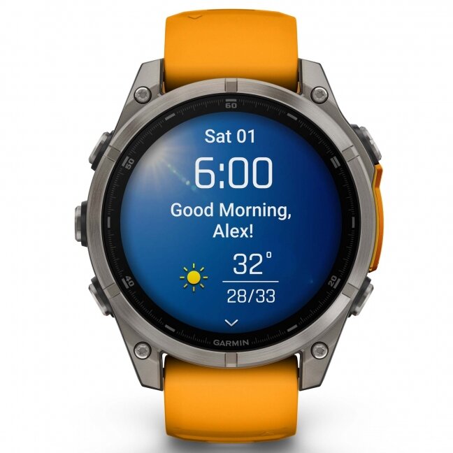 Watch Garmin fēnix® 8 – 47 mm, AMOLED Sapphire, Titanium with Spark orange/graphite silicone band 13