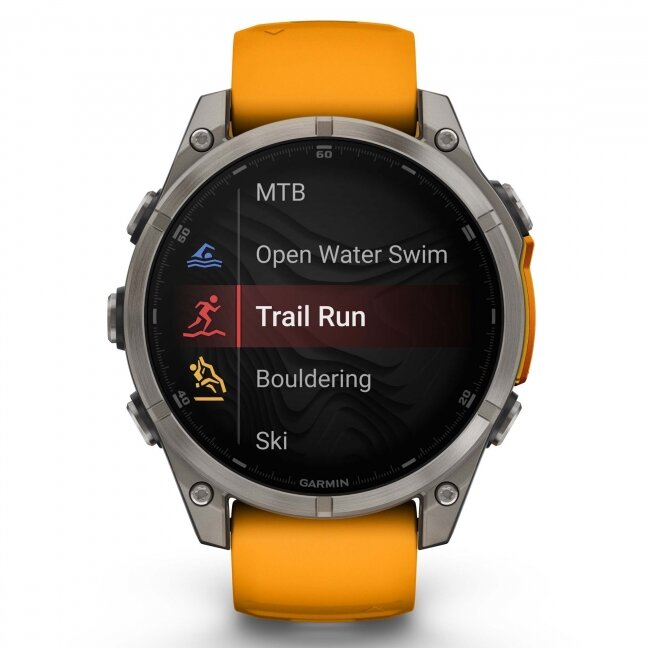 Watch Garmin fēnix® 8 – 47 mm, AMOLED Sapphire, Titanium with Spark orange/graphite silicone band 6