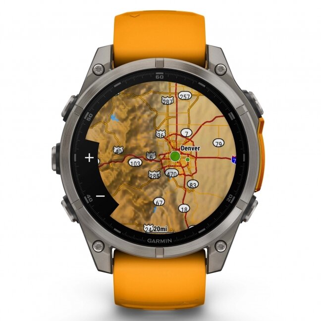 Watch Garmin fēnix® 8 – 47 mm, AMOLED Sapphire, Titanium with Spark orange/graphite silicone band 8