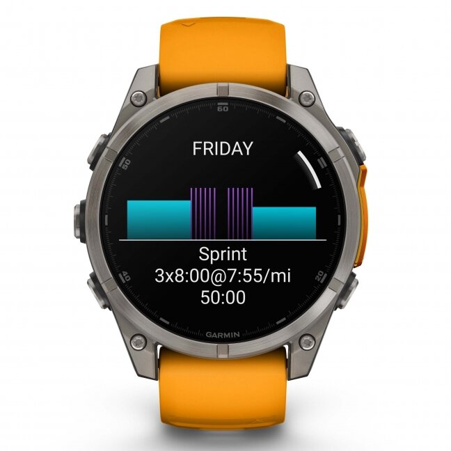 Watch Garmin fēnix® 8 – 47 mm, AMOLED Sapphire, Titanium with Spark orange/graphite silicone band 10