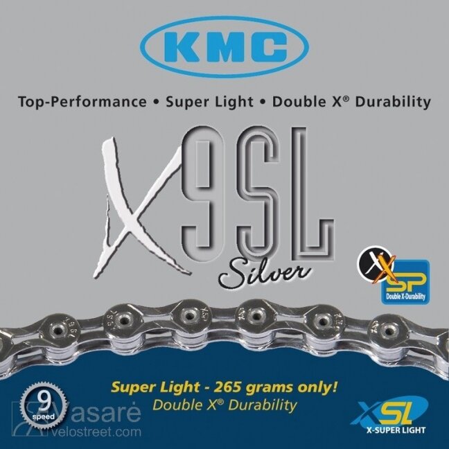 Chain KMC X-9 SL silver, 27sp. 116 links 237g. 1/2 x 11/128 1