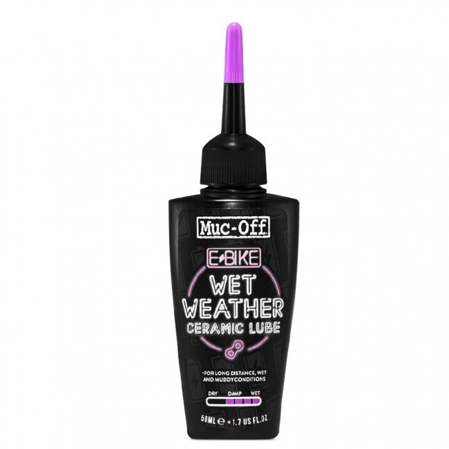 Muc-Off eBike Wet Lube - el. dviračio grandinės tepalas drėgno oro sąlygom 50ml