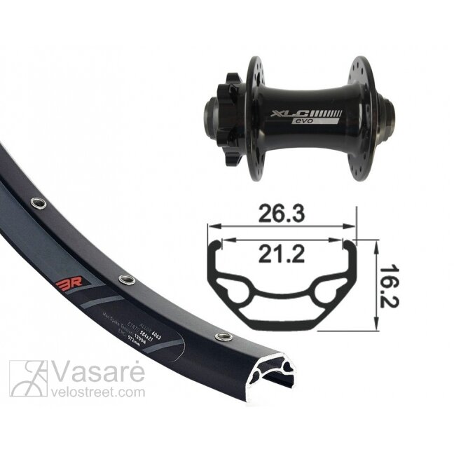 Priekinis ratas 27.5" XLC 6-bolt,bl.,TA 15,32h.