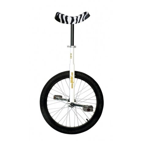 unicycle QU-AX Luxus, 20",white,alum.rim,bl.tyre,zebra saddle