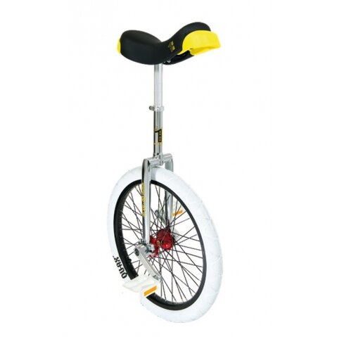 Unicycle QU-AX Profi 20" ISIS chrom, Alu rim, tyres white