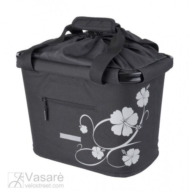 handlebar basket bag Bluebird w QRholder black/hibiscus 35.9x26.4x27.3cm 20ltr